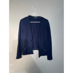 Tart Navy Open Front Blazer with Faux Leather Trimmings